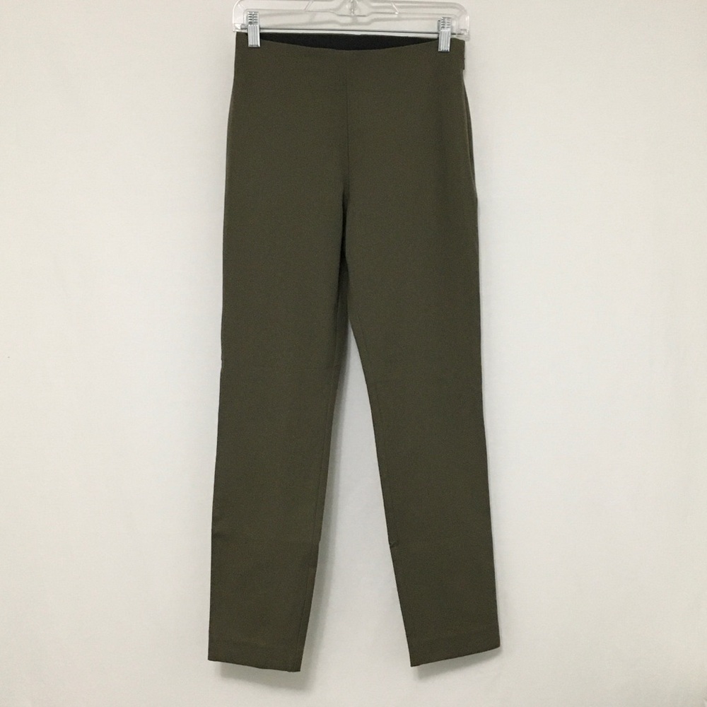 A New Day Women's Size 6 Olive Green Mid-Rise Ankle Pull-On Pants Side Zip